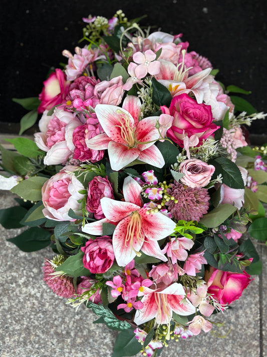 Pink Lily Grave Tribute Free P&P