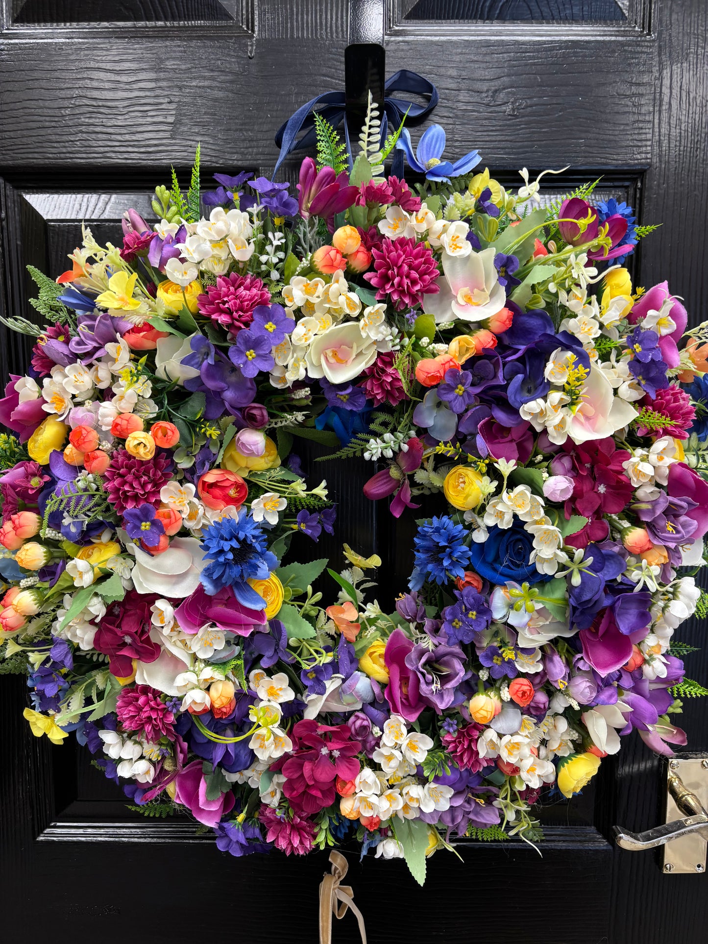Midnight Garden Spring Wreath Free P&P