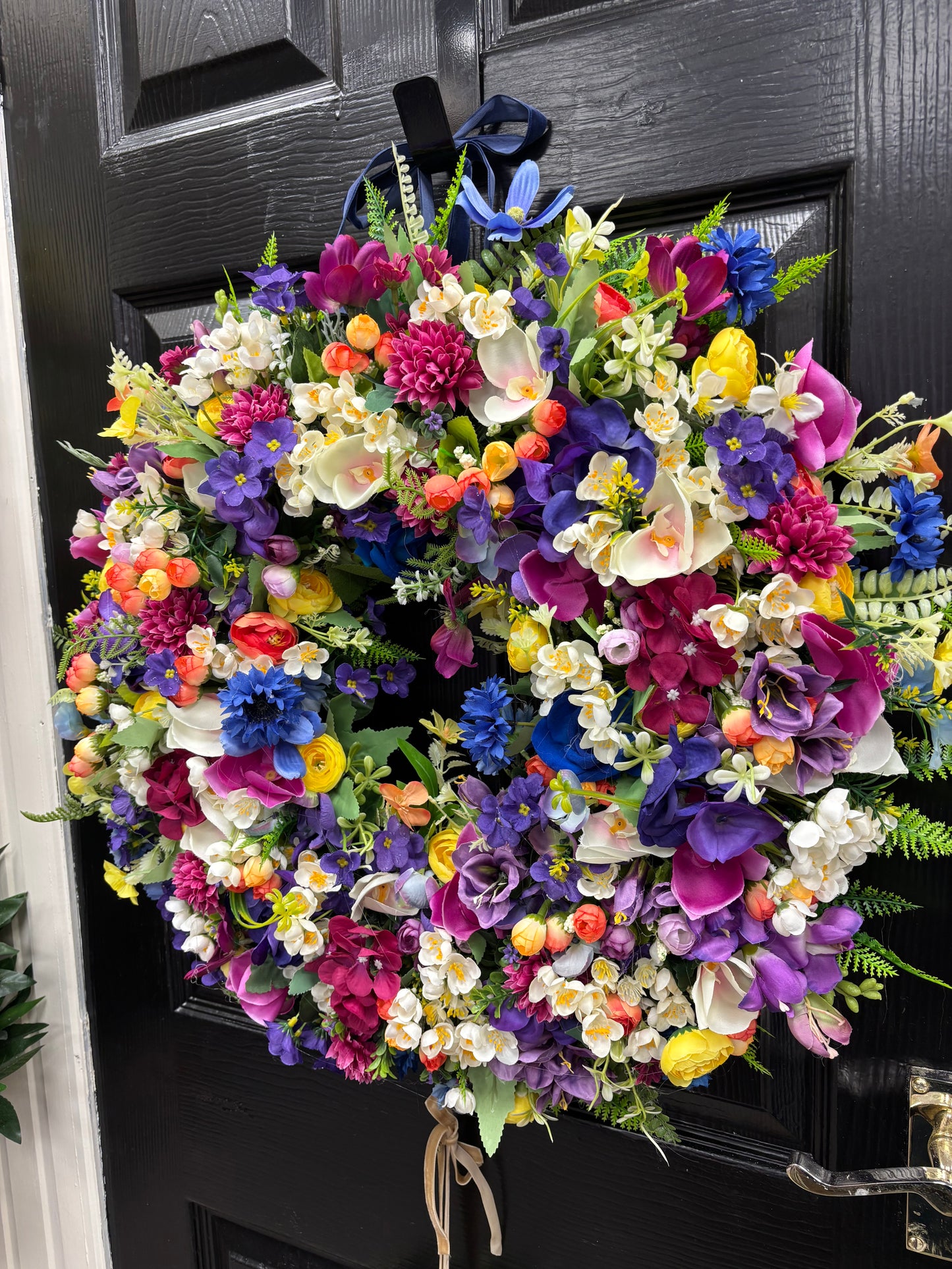 Midnight Garden Spring Wreath Free P&P