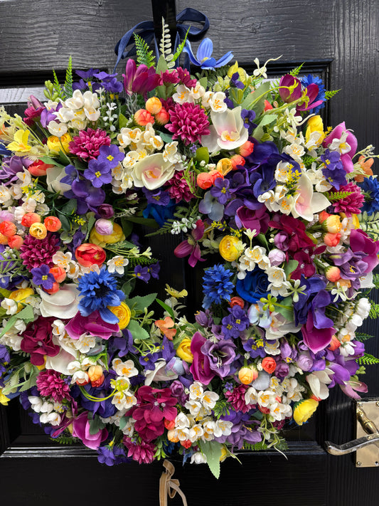 Midnight Garden Spring Wreath Free P&P