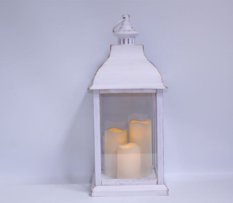 White and Gold brushed Lanterns