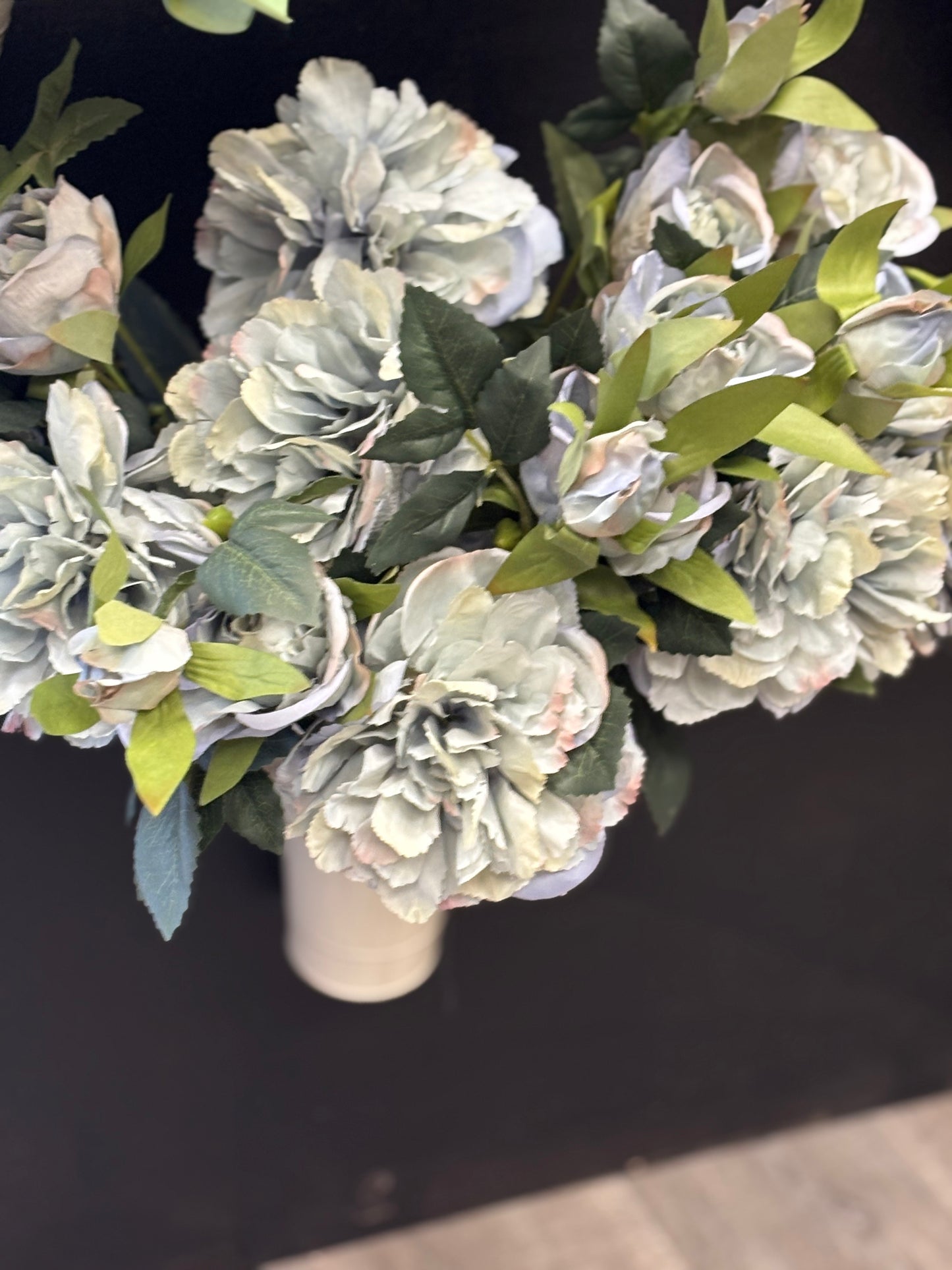 ❄️ Serene Dusty Blue Faux Peony