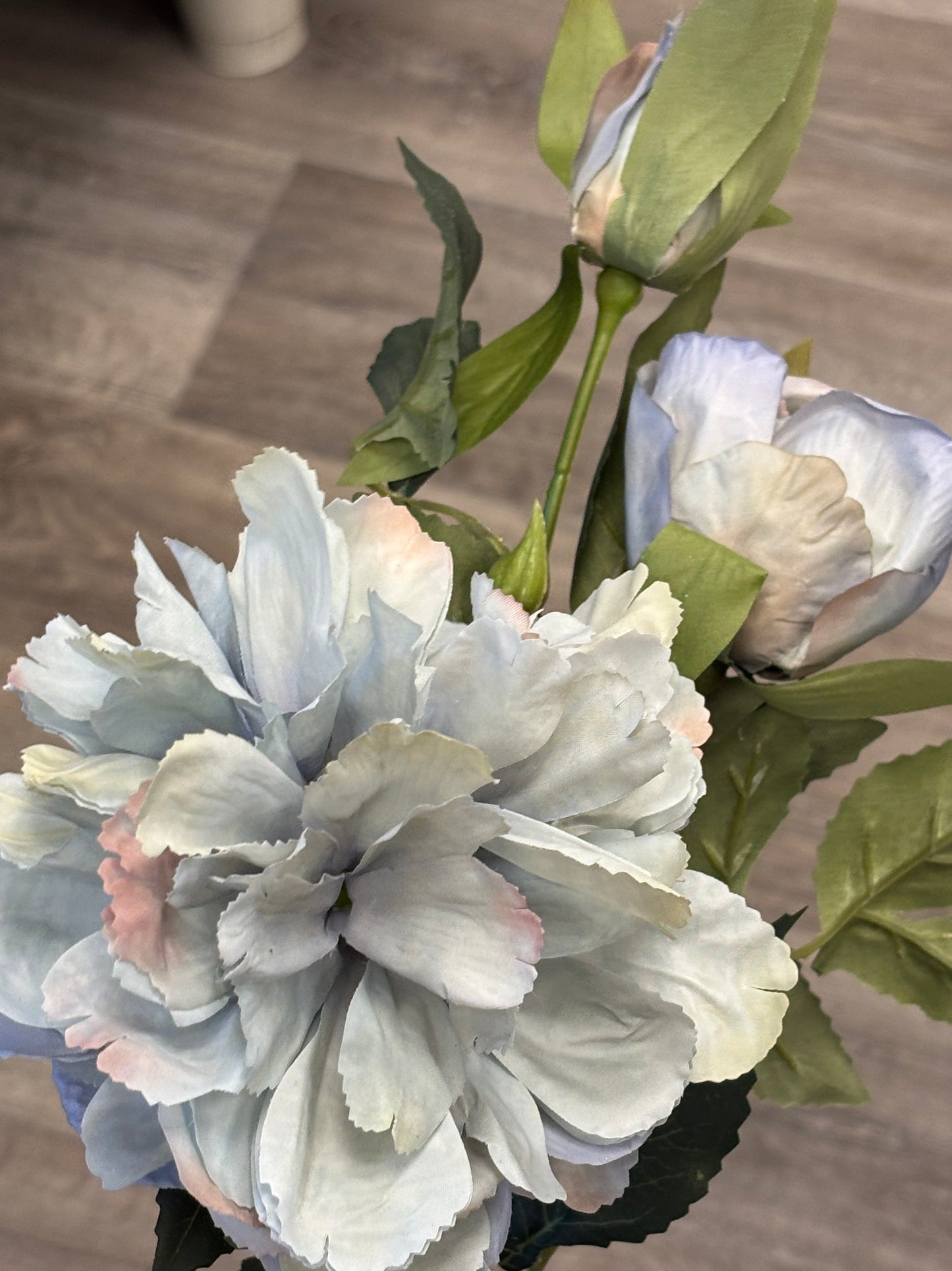 ❄️ Serene Dusty Blue Faux Peony
