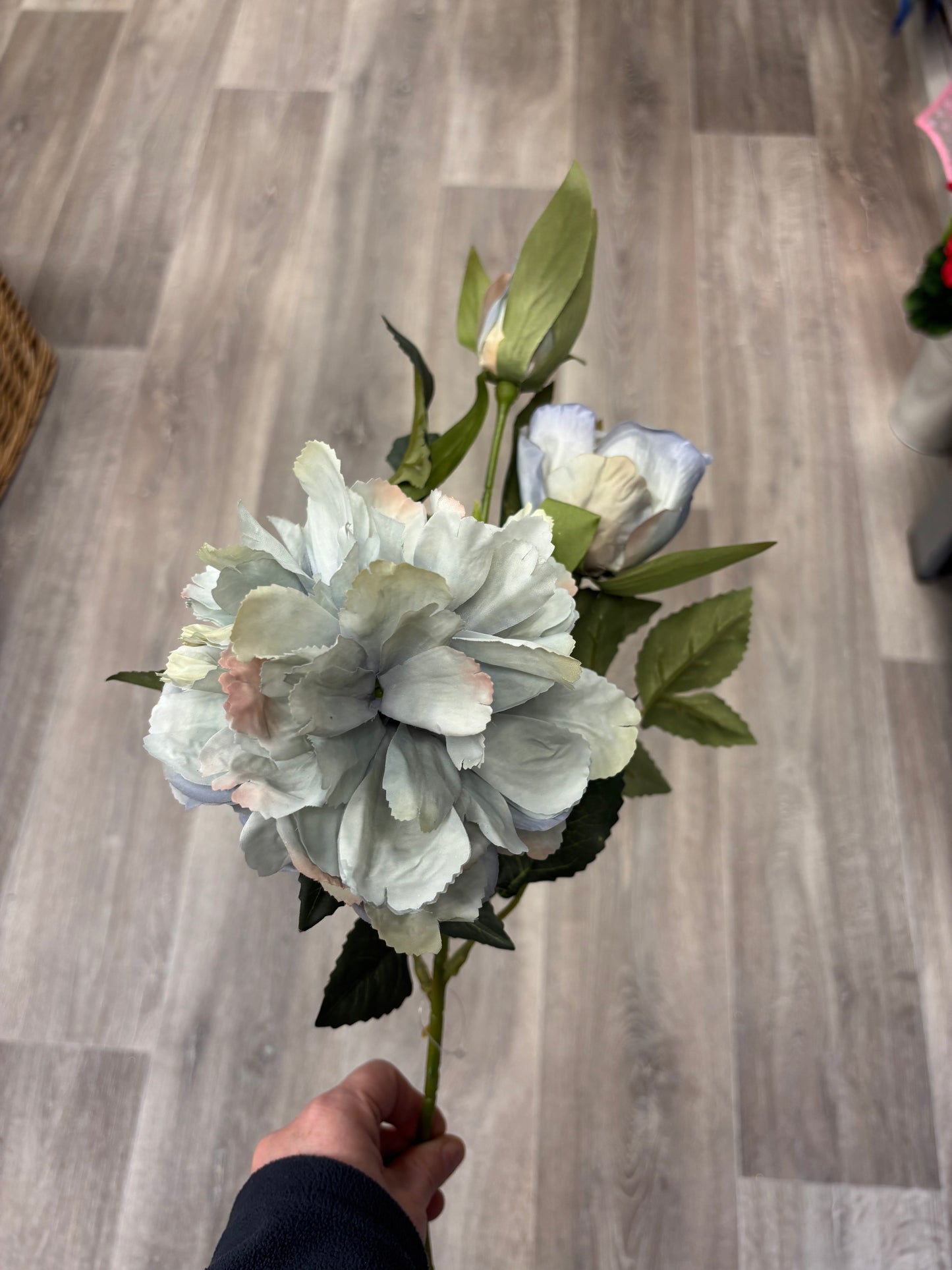 ❄️ Serene Dusty Blue Faux Peony